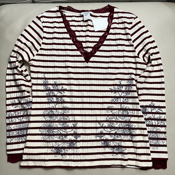 Desigual Women’s Floral Lace Striped Fine Knit Sweater -Made in Portugal- XL - Picture 4 of 13